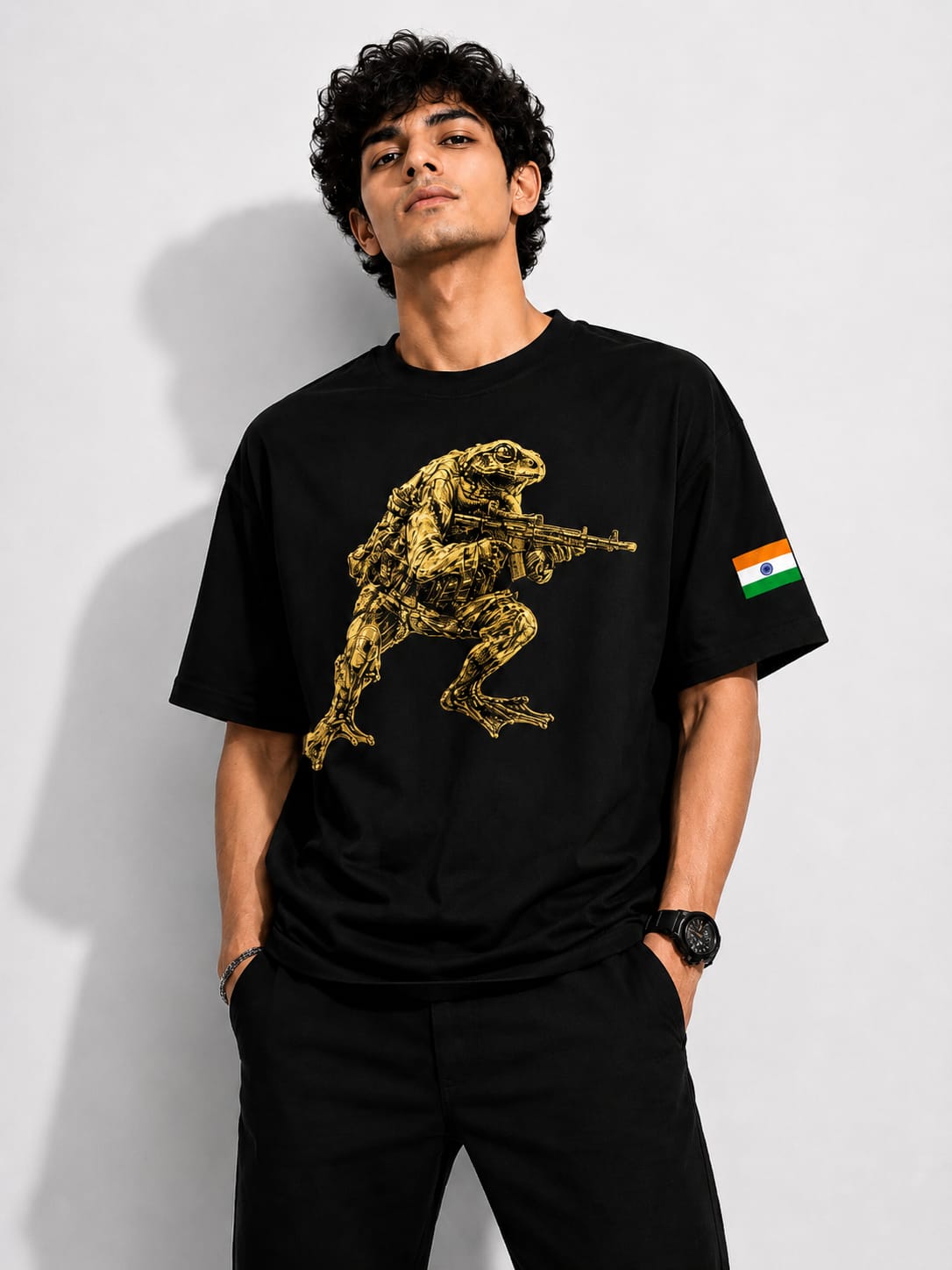 WhatsApp Image 2026-05-31 at 18.14.17 Tactical Frog Warrior Oversized T-Shirt – Black Edition - Image 1