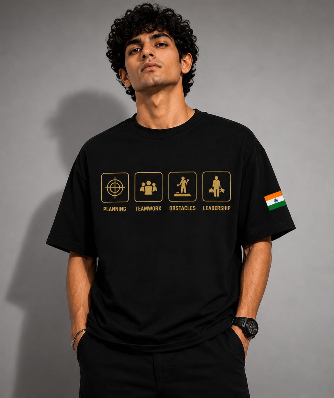 WhatsApp Image 2026-05-31 at 18.14.18 (3) Planning • Teamwork • Obstacles • Leadership Oversized T-Shirt – Black Edition - Image 1