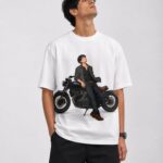 Men’s Oversized Graphic T-Shirt – “Biker Mood” (White)
